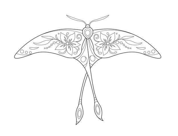 Premium vector butterfly coloring page black and white line art coloring book for adults