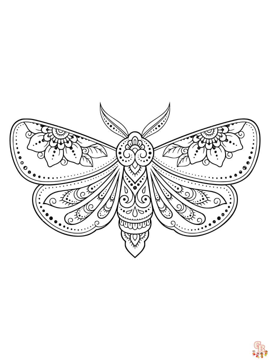 Printable moth coloring pages free for kids and adults