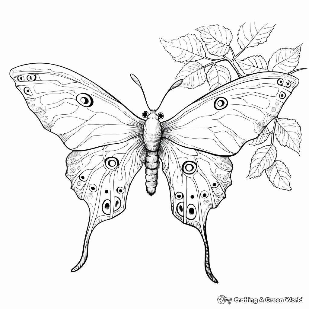 Luna moth coloring pages