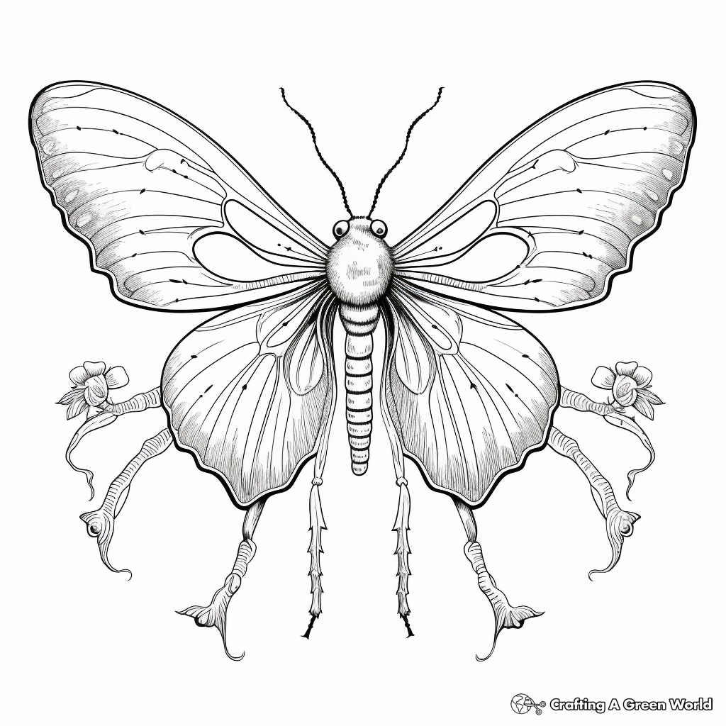 Luna moth coloring pages