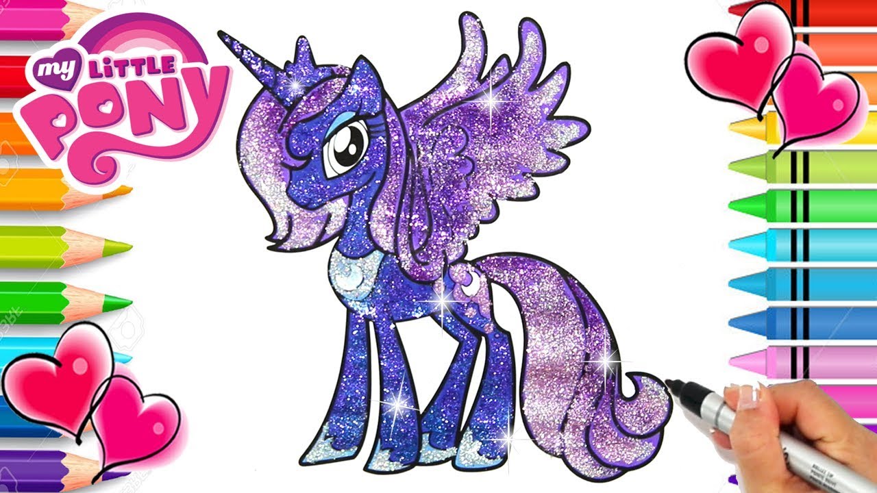 Princess luna my little pony mlp coloring page my little pony coloring book sparkle glitter art