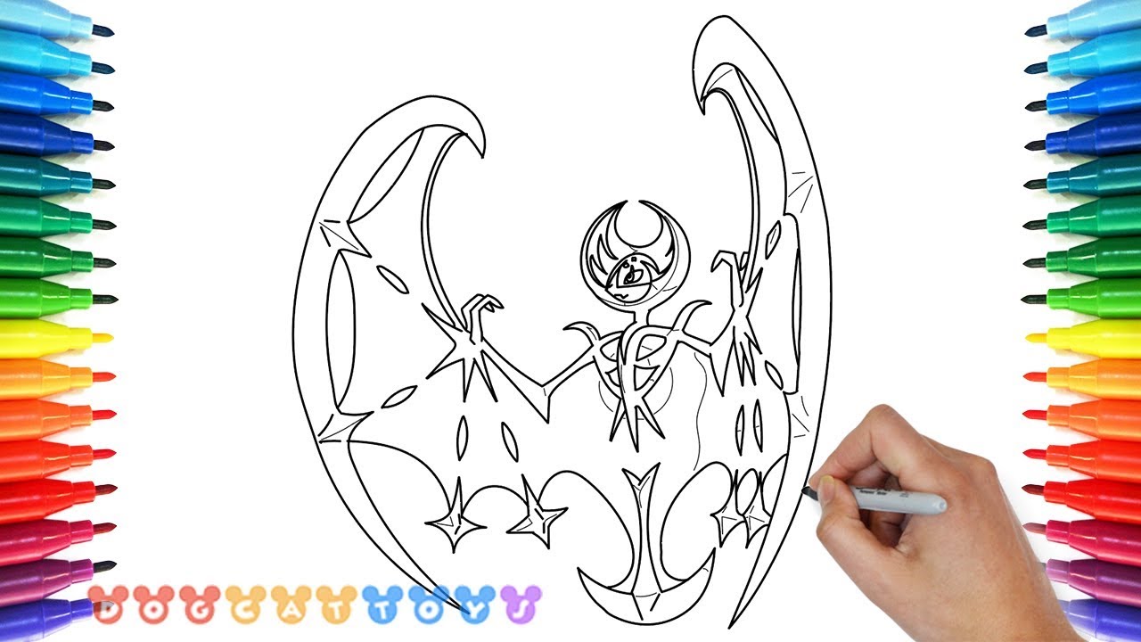 How to draw lunala pokemon drawing coloring pages for kids