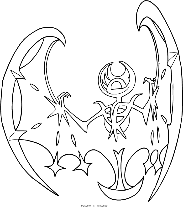 Lunala from the seventh generation of the pokãmon coloring page