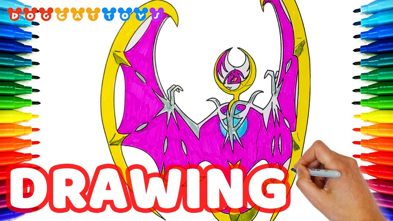 How to draw lunala pokemon legendaries drawing coloring pages videos for kids