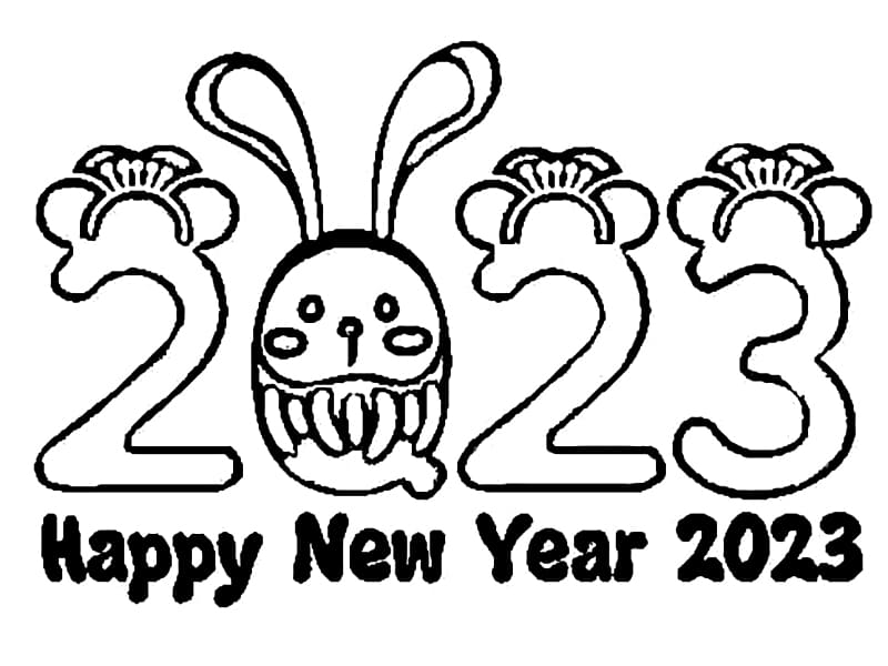 Happy new year free coloring page