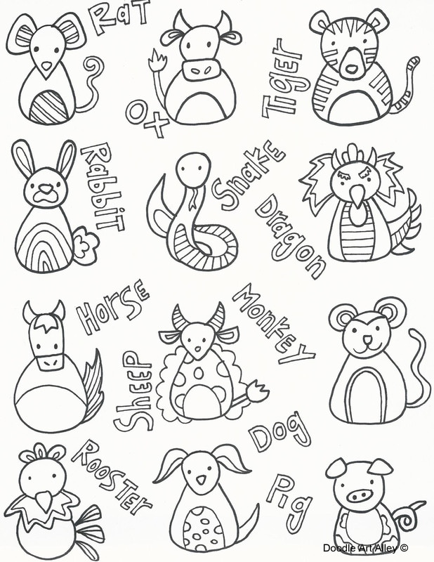 Chinese new year coloring pages