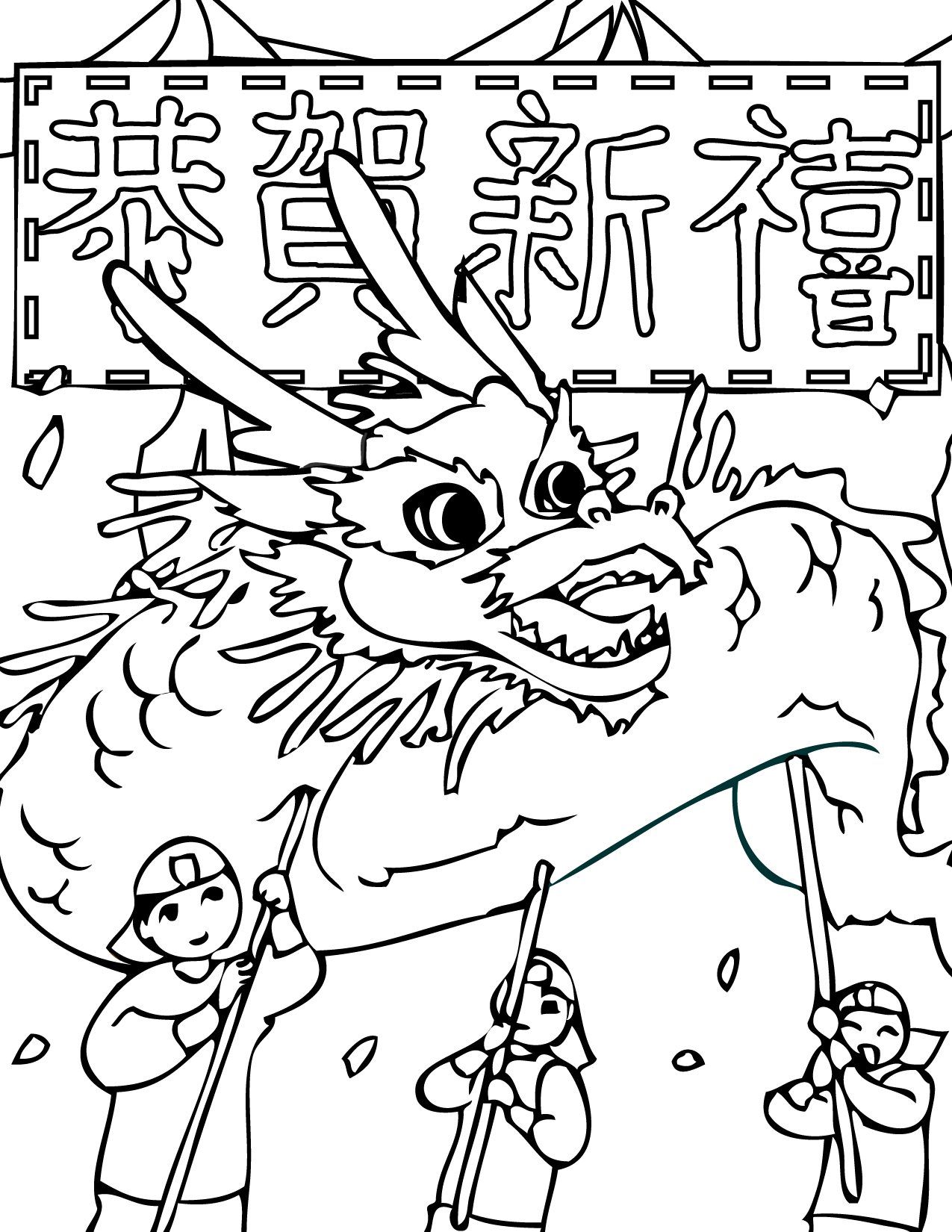 Chinese new year coloring pages