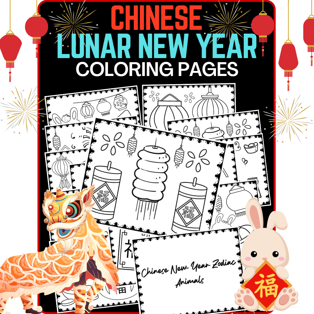 Chinese lunar new year mindfulness coloring activity for kids stress relief made by teachers