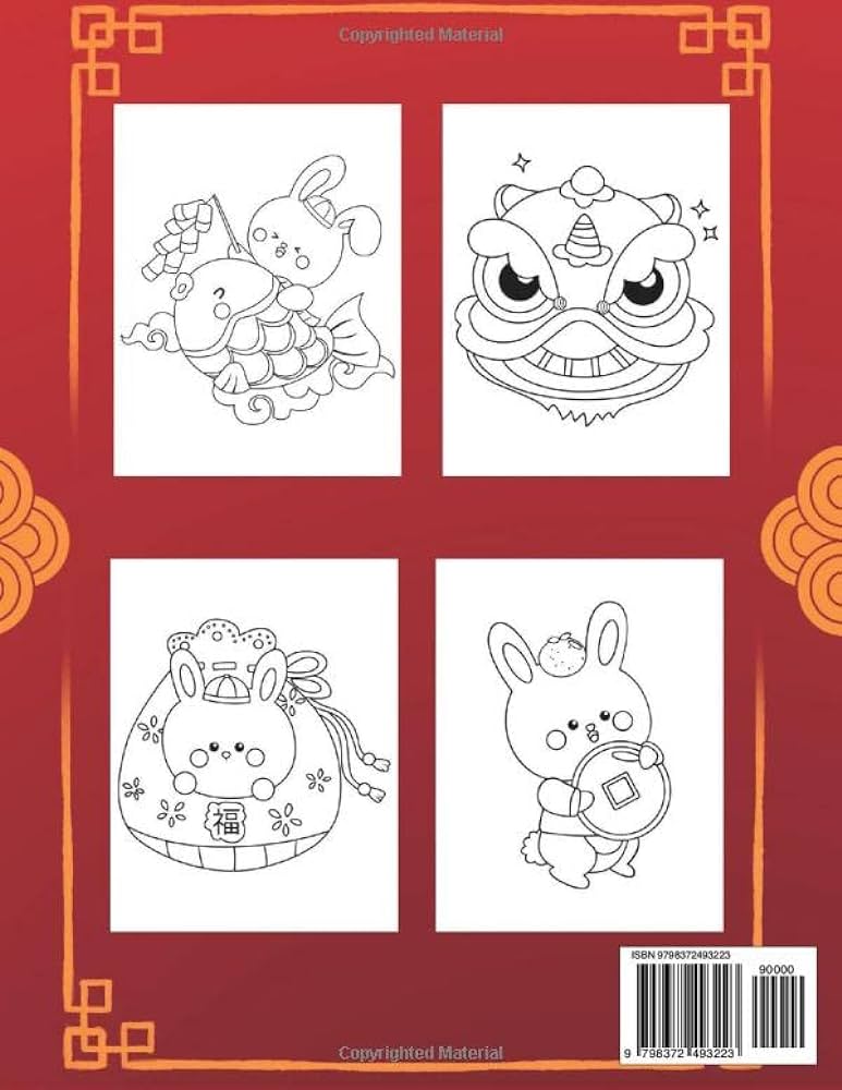 Year of the rabbit coloring book chinese new year coloring book for kids easy lunar new year coloring book giant coloring pages coloring inches chinese new year of