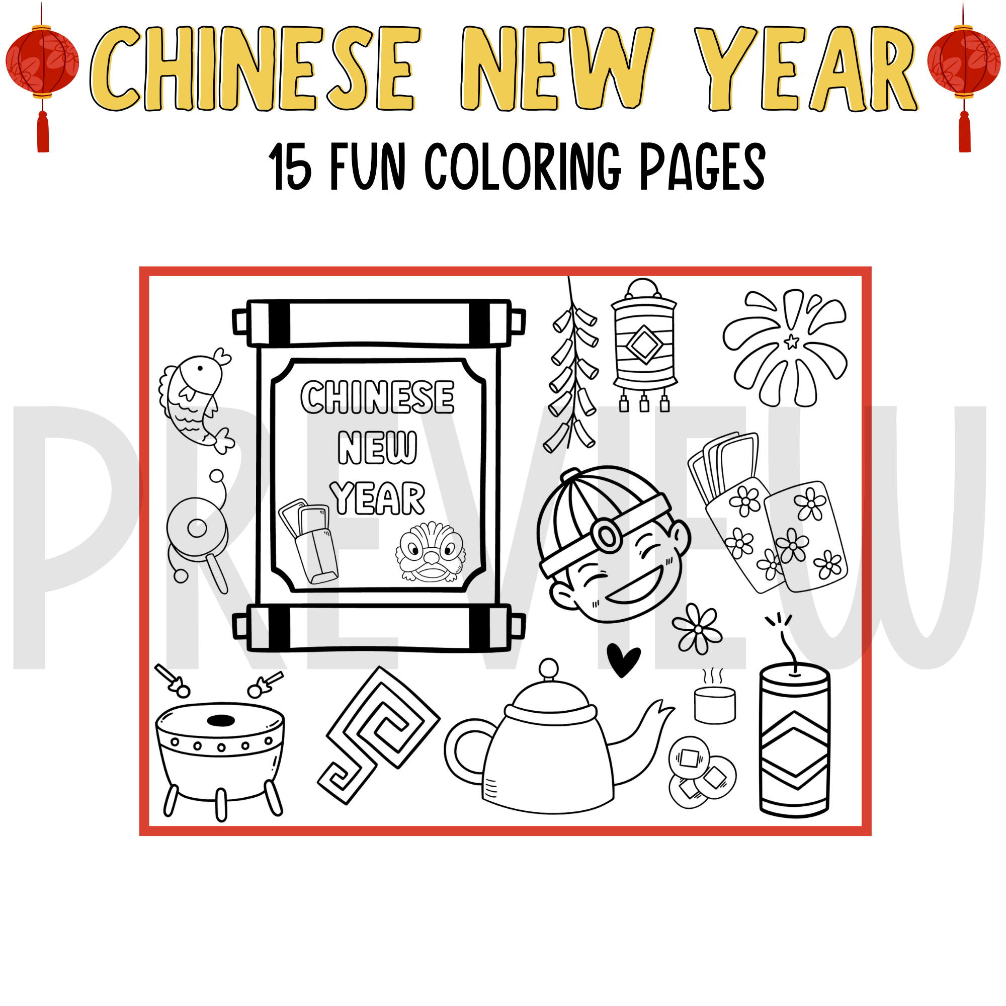 Chinese new year coloring pages lunar new year coloring sheets made by teachers