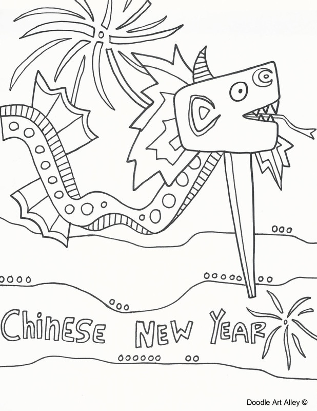 Chinese new year coloring pages