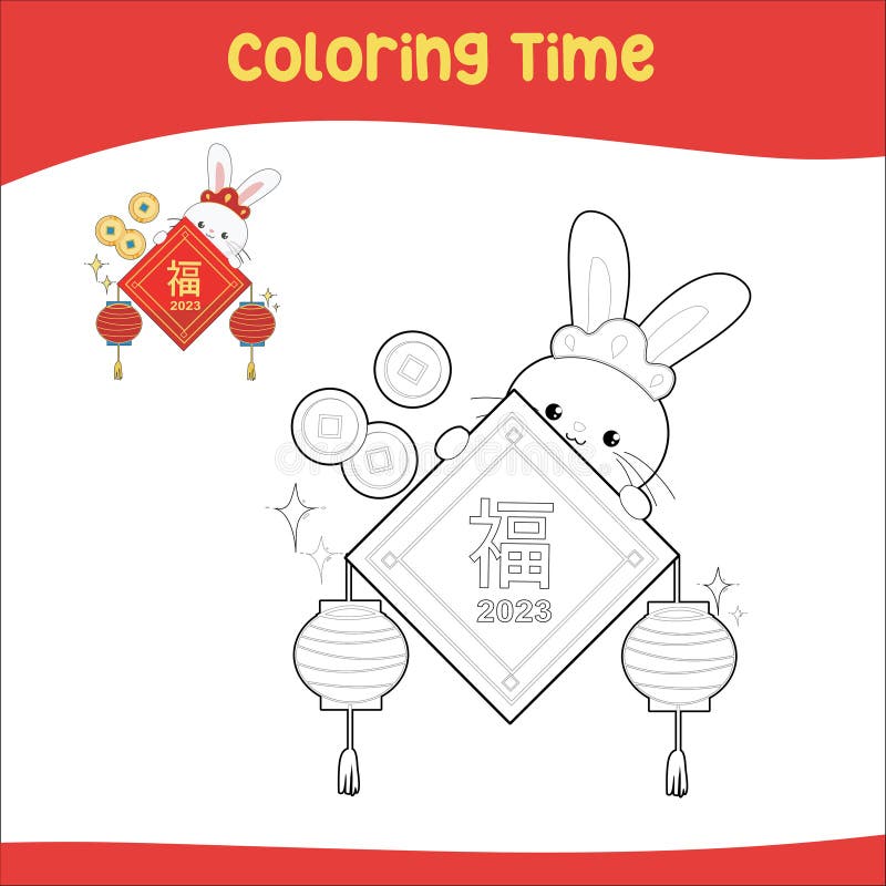 Chinese year rabbit coloring page stock illustrations â chinese year rabbit coloring page stock illustrations vectors clipart