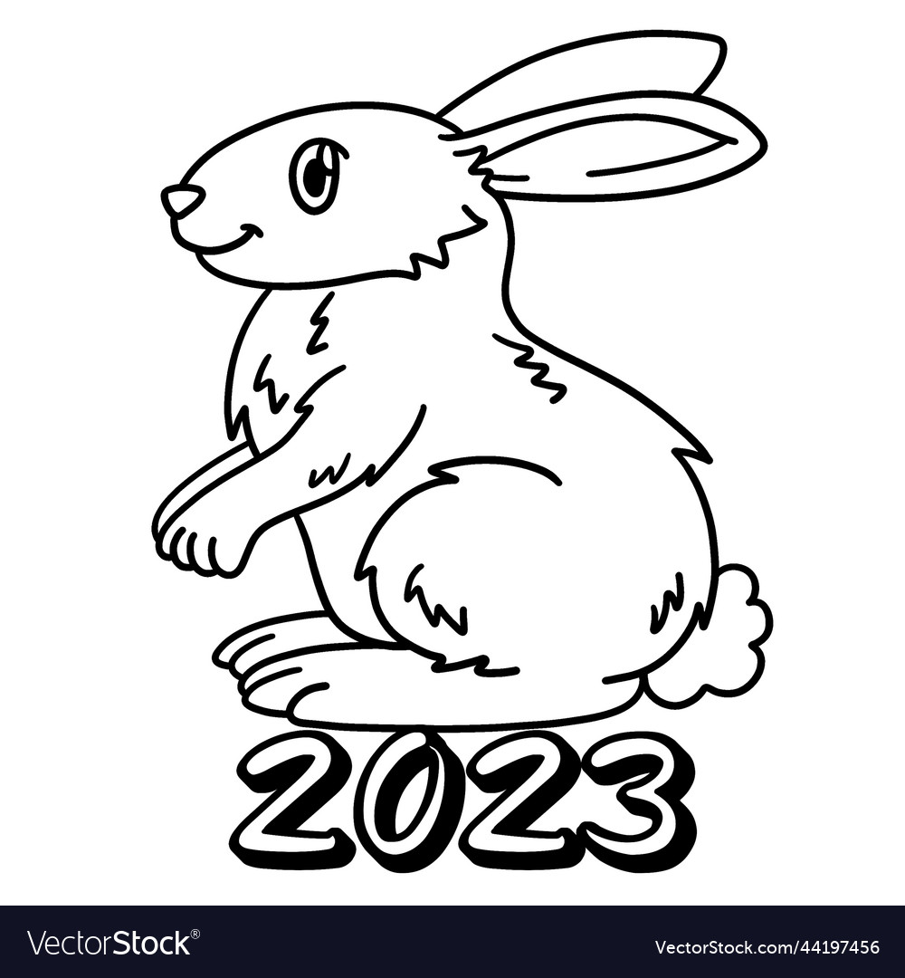 Year of the rabbit isolated coloring page vector image