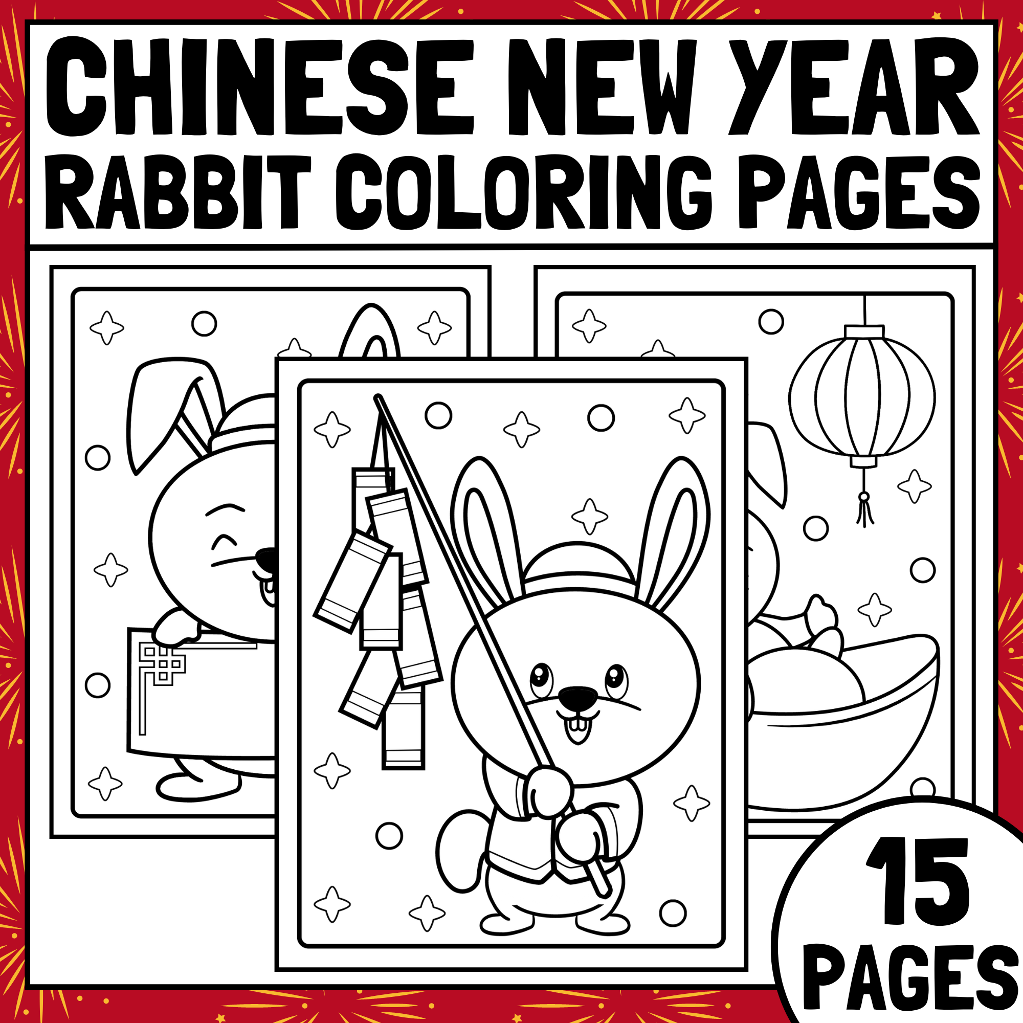 Chinese new year rabbit coloring pages lunar new year rabbit coloring pages made by teachers