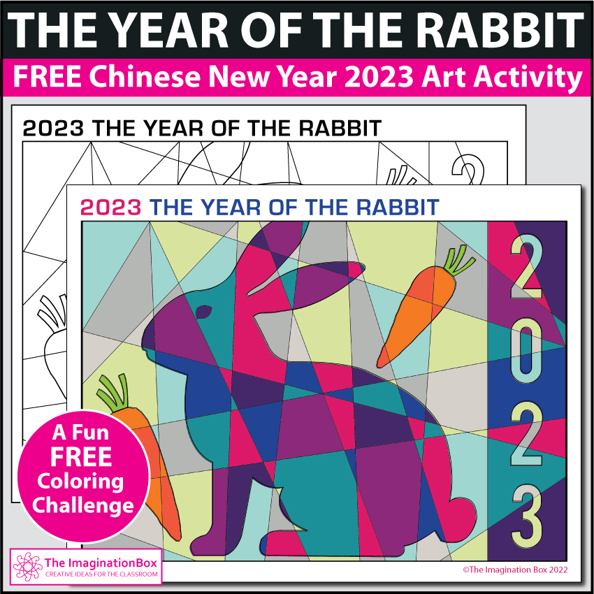 Free year of the rabbit colouring pages teaching resources