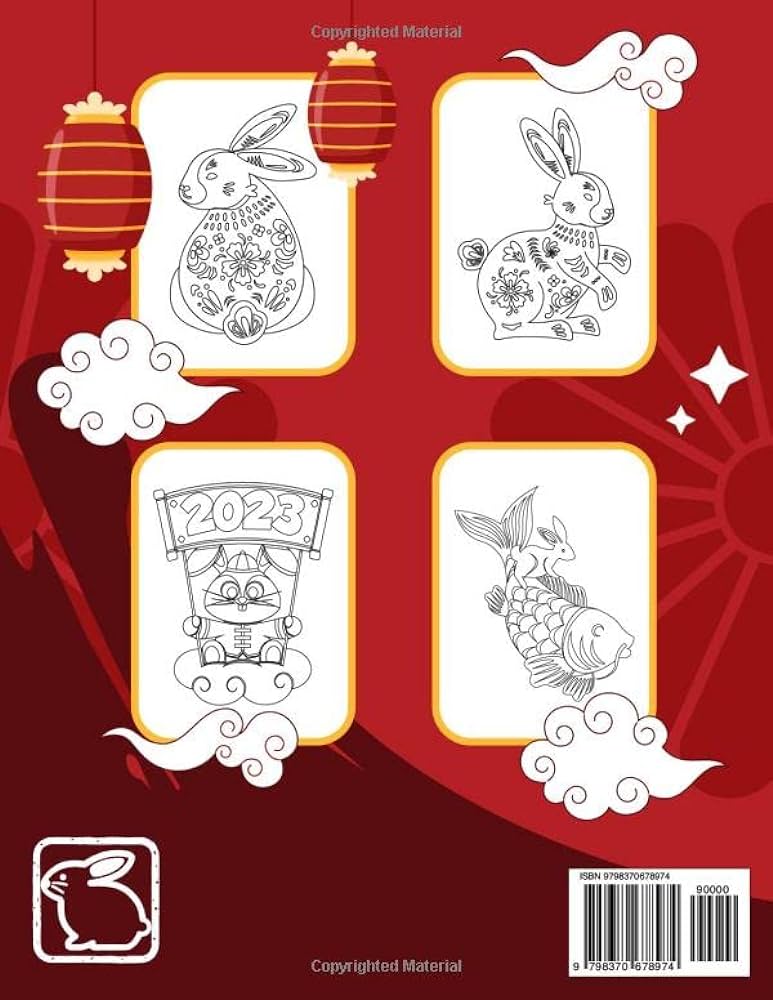 Chinese new year of the rabbit coloring book for kids rabbit zodiac signs coloring pages for kids to color and celebrate the new chinese year friends cute gift for