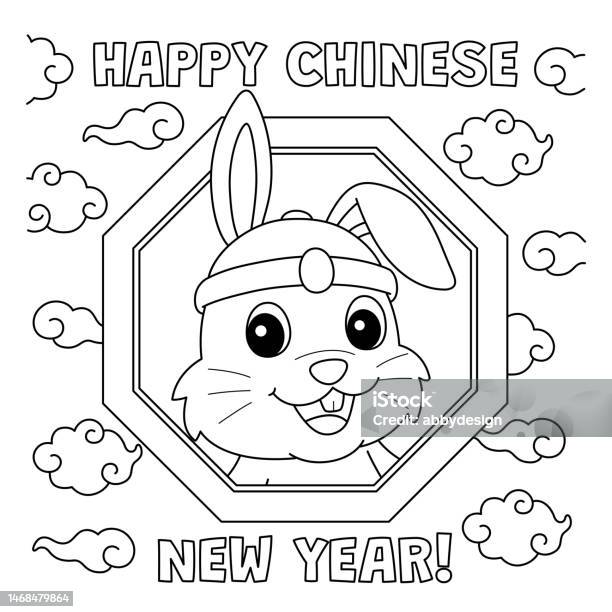 Rabbit holding fireworks coloring page stock illustration