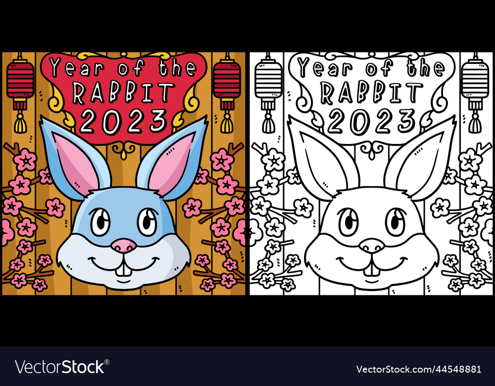 Year of the rabbit coloring page royalty free vector