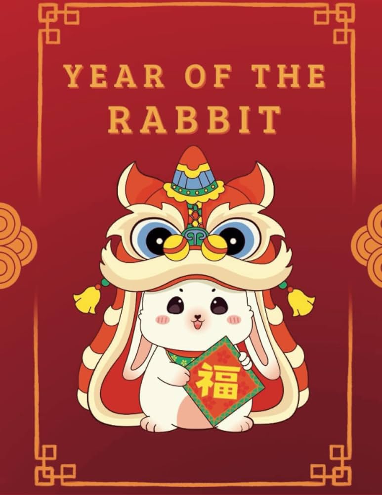 Year of the rabbit coloring book chinese new year coloring book for kids easy