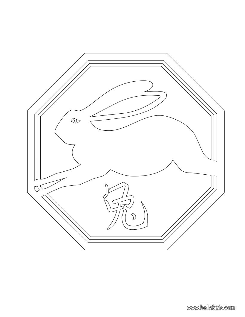 Chinese astrology rabbit coloring pages