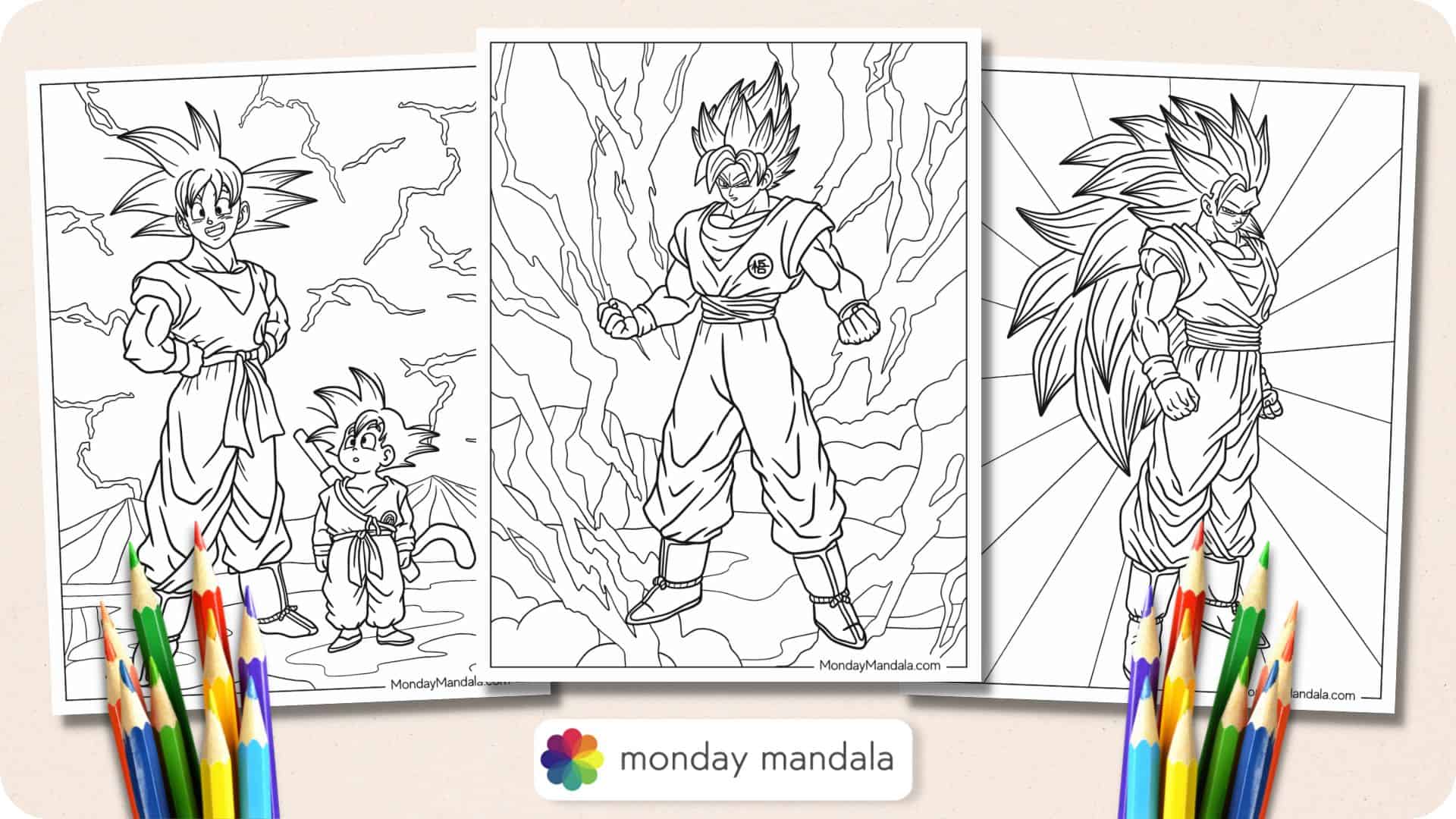 Goku coloring pages free pdf printables