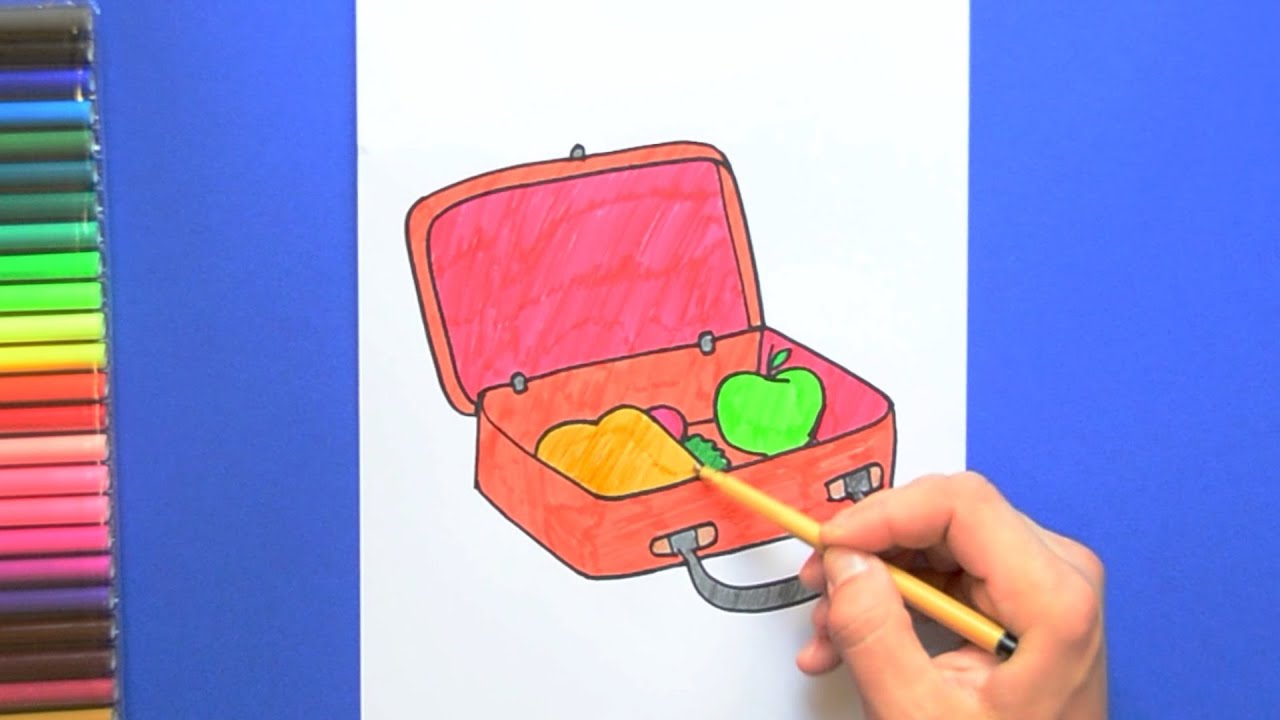 How to draw a school lunch box