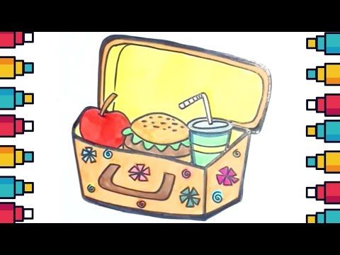 How to draw lunch box and coloring for kids