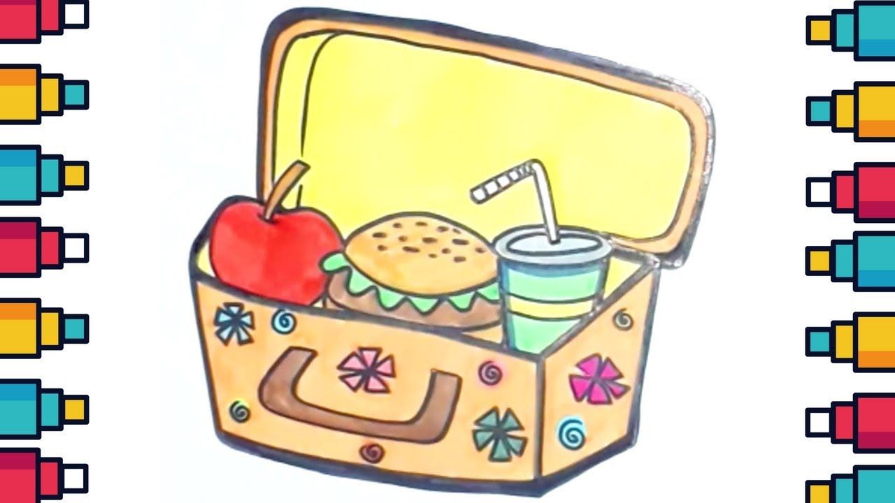 How to draw lunch box and coloring for kids