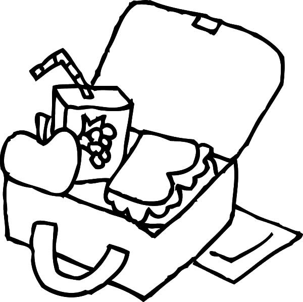 Kindergarten kid lunchbox colouring pages coloring page