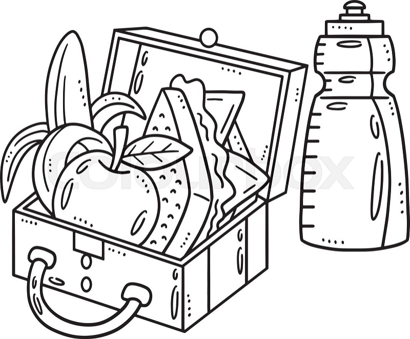 Lunch box isolated coloring page for kids stock vector