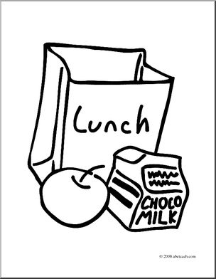 Clip art lunch bag coloring page i