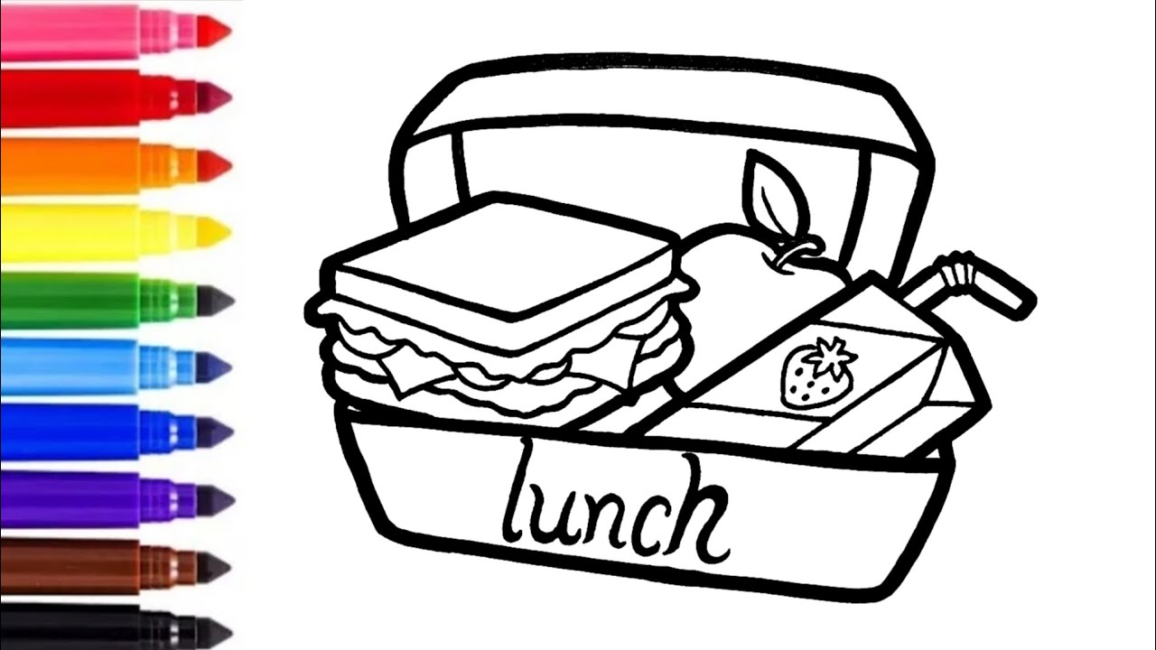 How to draw a school lunch box lunch box drawing painting and coloring for kids child art