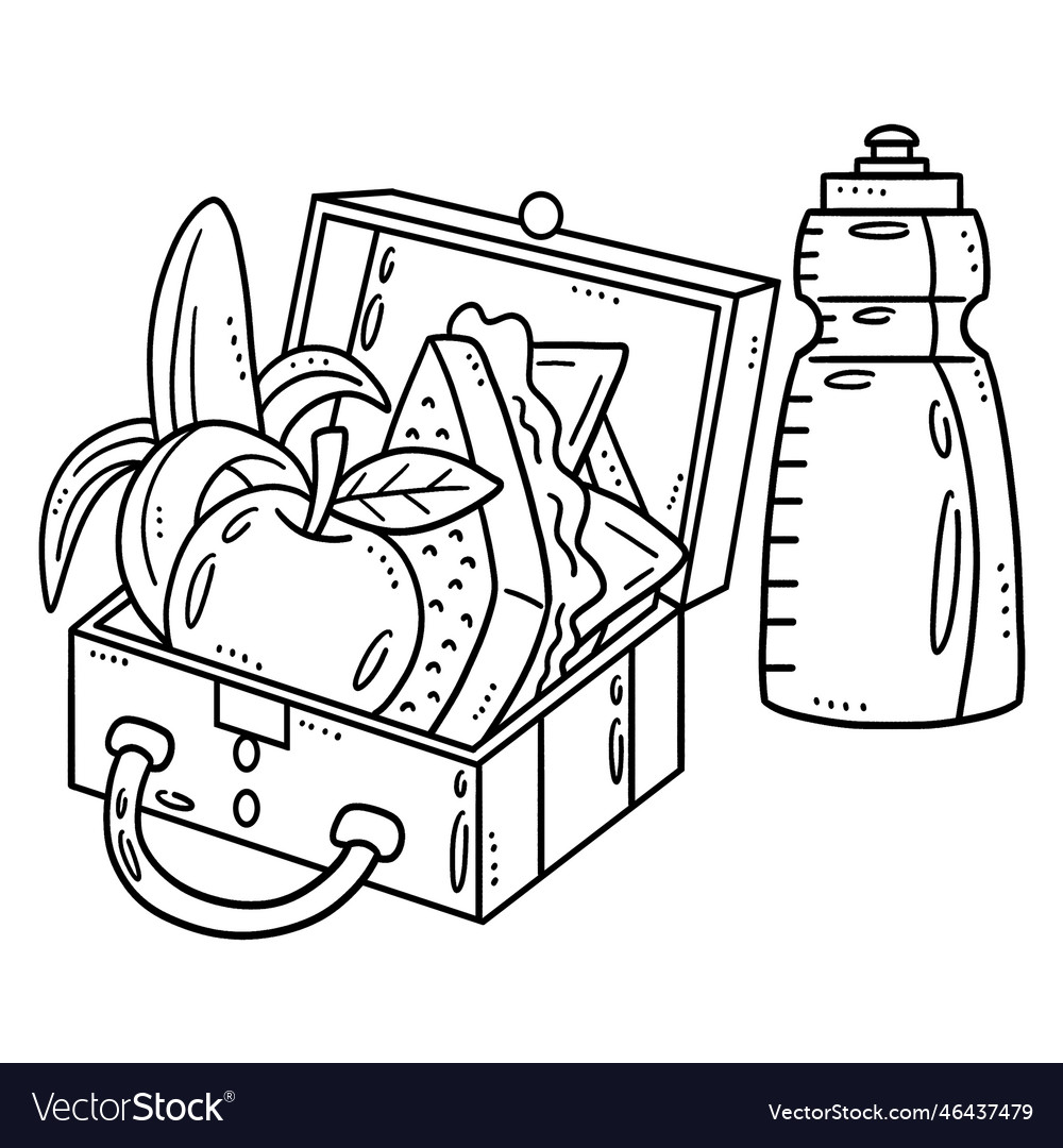 Lunch box isolated coloring page for kids vector image