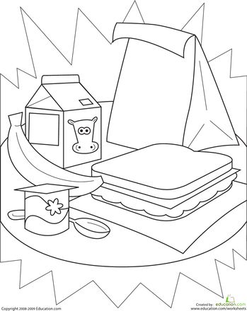 Color the healthy lunch worksheet education healthy lunches for kids food coloring pages cute coloring pages