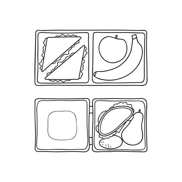 Hand drawn lunch boxes stock illustration