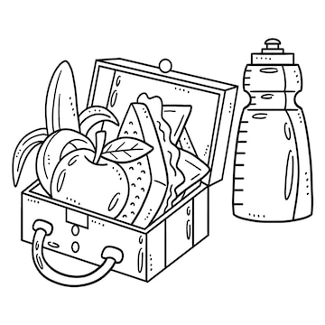 Premium vector lunch box isolated coloring page for kids