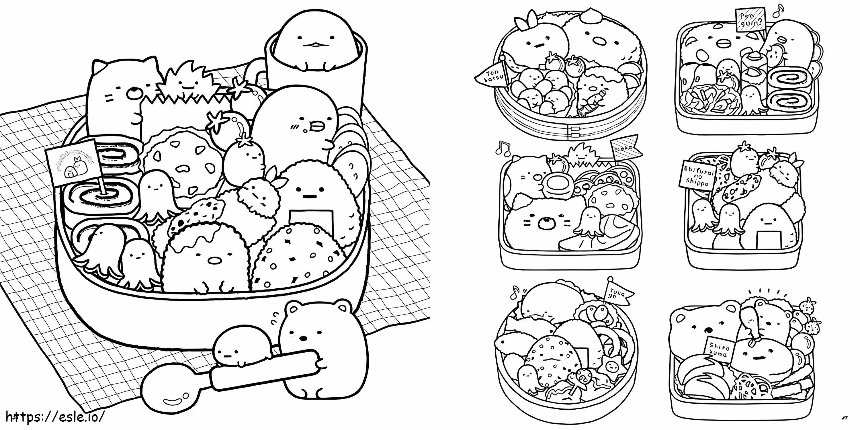 Lunch box sumikko gurashi coloring page