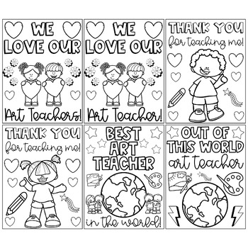 Art teacher appreciation thank you coloring pages writing cards