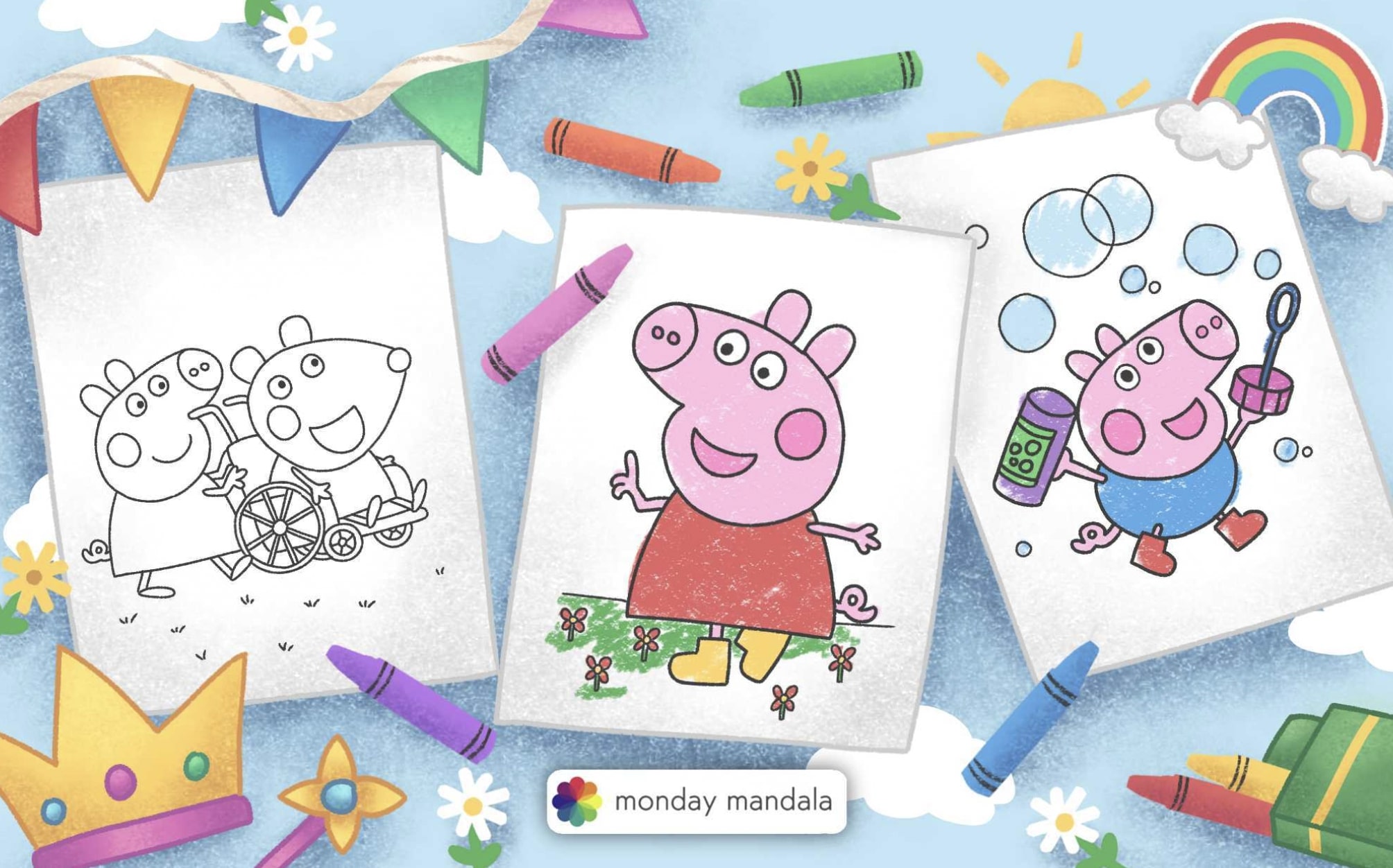 Peppa pig coloring pages free pdf printables