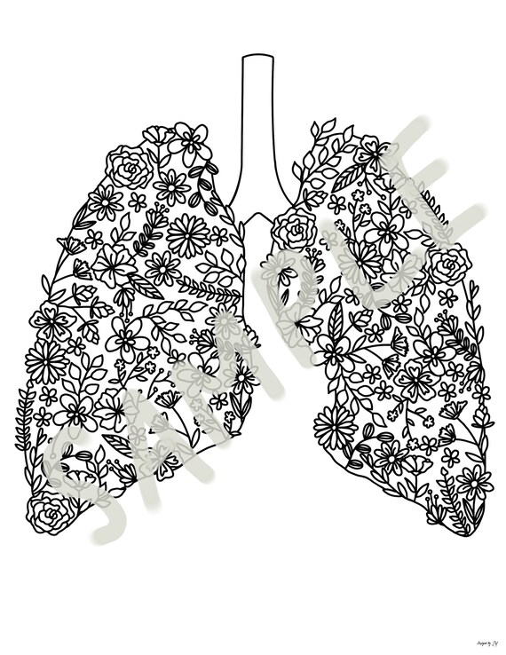 Floral lung coloring page