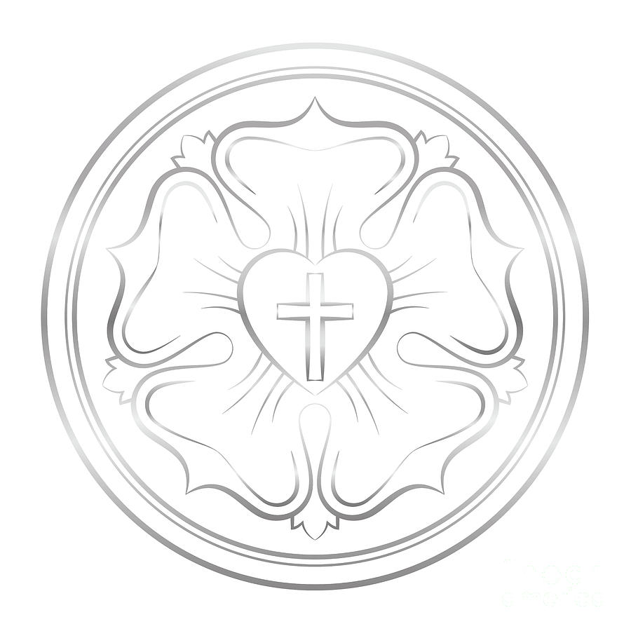 Luther symbol silver rose digital art by peter hermes furian