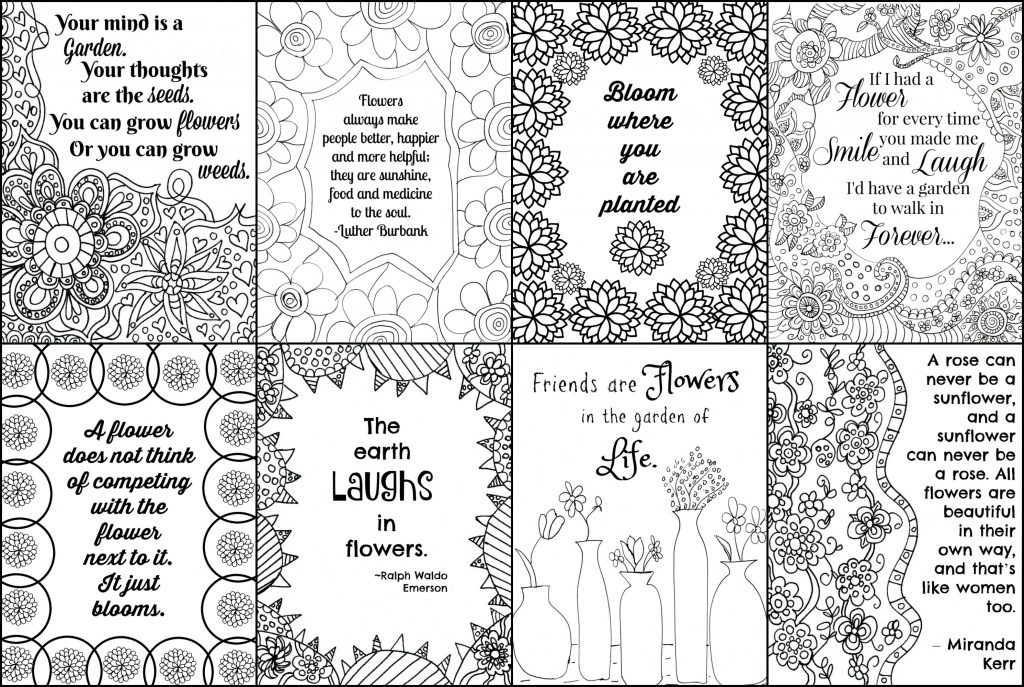 Free printable flower quote coloring pages