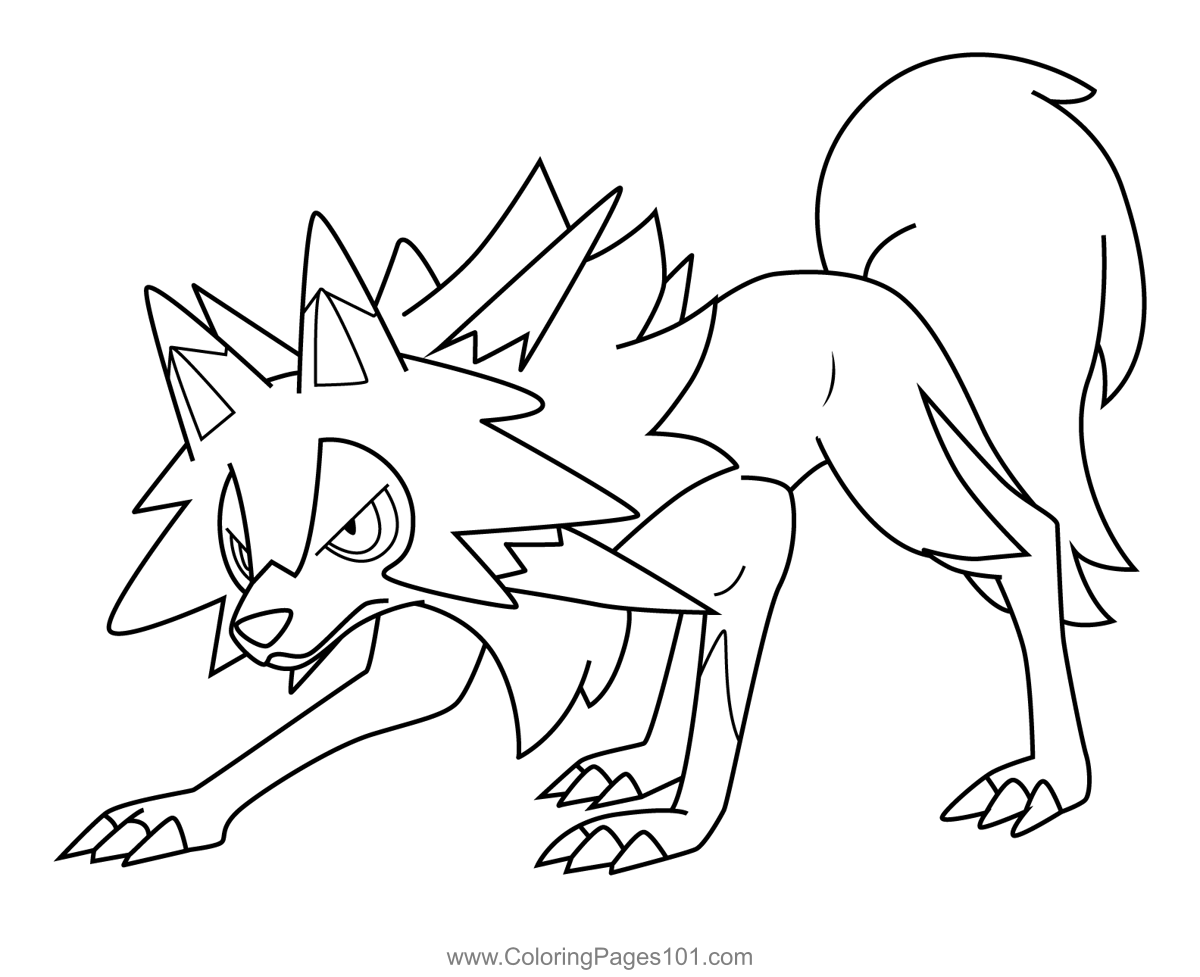 Lycanroc pokemon coloring page for kids