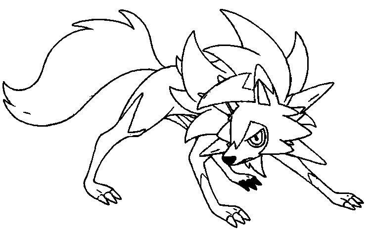 Coloring page pokãmon ultra sun and ultra moon lycanroc dusk form