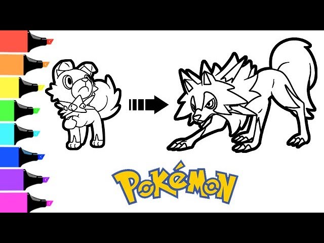 Pokemon coloring book pages rockruff evolution to lycanroc midday form