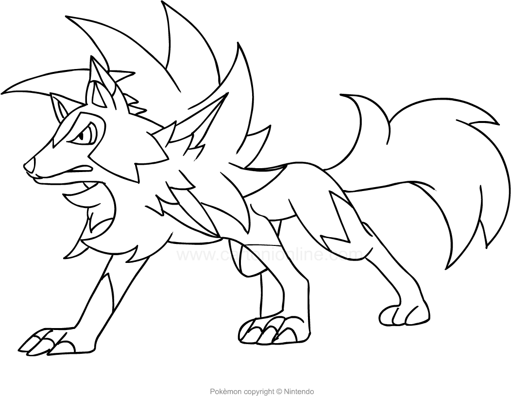 Drawing lycanroc of the pokemon coloring page