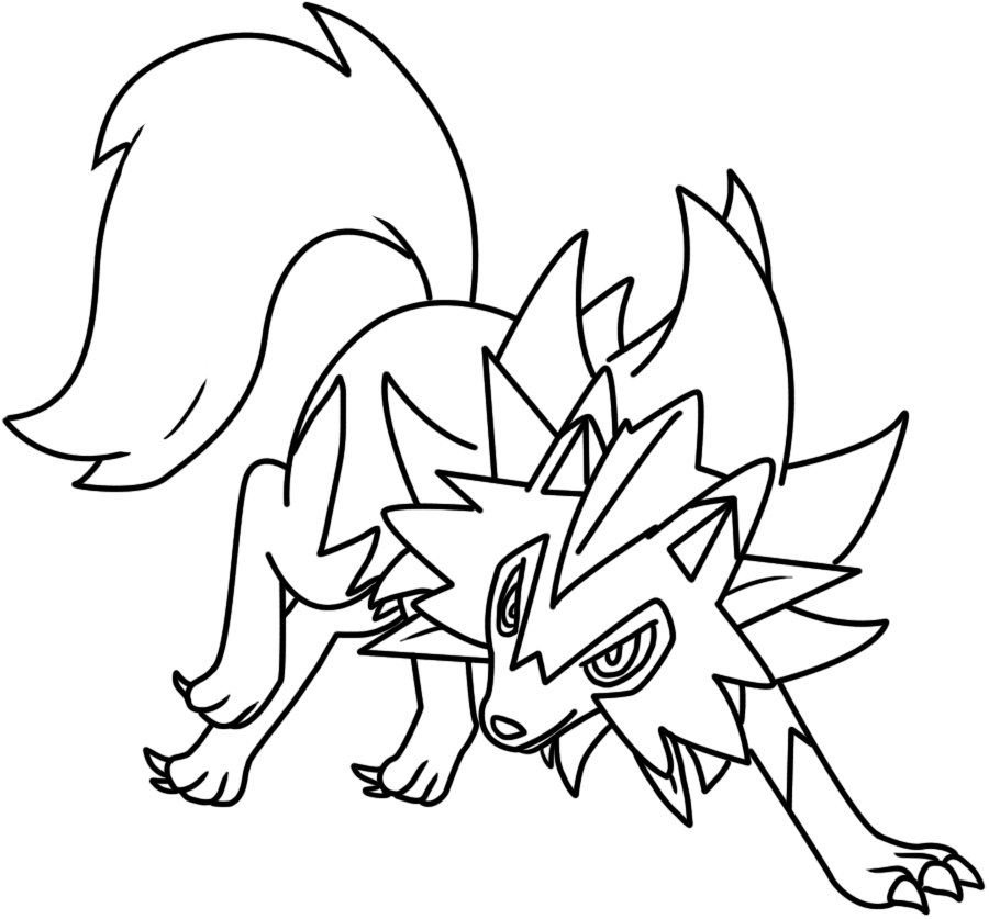 Lycanroc dusk form lineart by bellatrixie