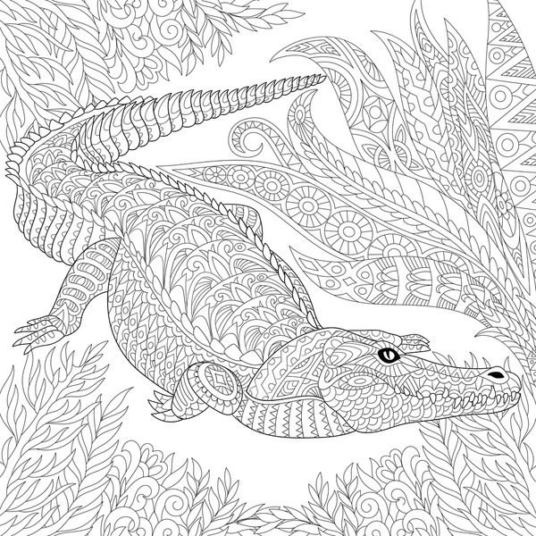 Thousand crocodile coloring book royalty