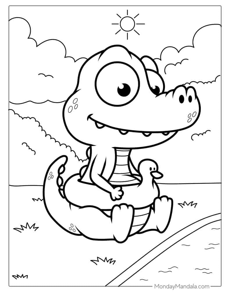 Crocodile coloring pages free pdf printables