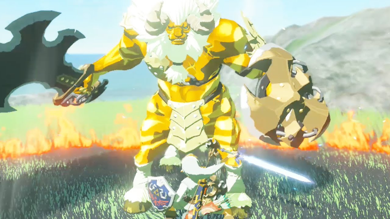 Fully powered master sword destroys gold lynel